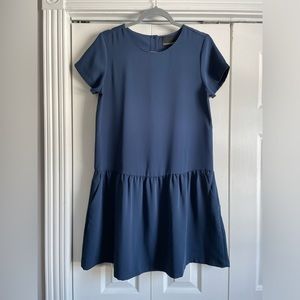 Cynthia Rowley blue mini dress size 2 with ruffle hem and pockets